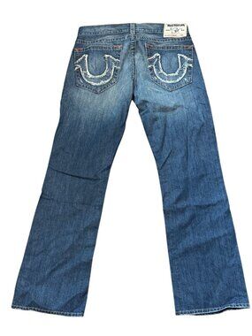 Vintage True Religion Mens Straight Leg Jeans Size 36 Made In USA 100% Cotton Bl